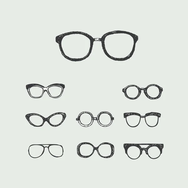 Conjunto Óculos Desenhados Mão Ilustração Vetorial Isolados — Vetor de Stock