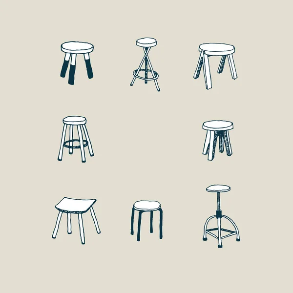 Hand Drawn Vector Illustration Stool Isolated — Stock Vector