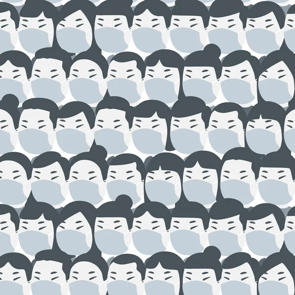 Vektorové Ilustrace Lidí Nosí Lékařskou Masku Muži Ženy Ochranných Maskách — Stockový vektor