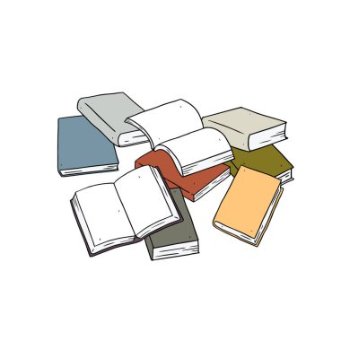 Beyaz arkaplan üzerine kurulu kitabın el çizimi vektör çizimi. Kitabı Aç. Boş Kitap.