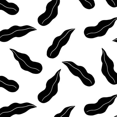 Beyaz arkaplanda siyah yaprak deseninin el çizimi çizimi çizimi çizimi. Soyut karalama duvar kağıdı.