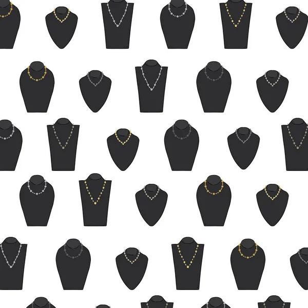 Ilustración Vectorial Del Patrón Soporte Exhibición Collar Joyería Maniquí — Archivo Imágenes Vectoriales