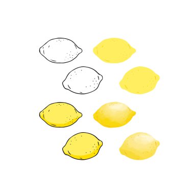 Limon çizgisi, rengi, suluboya stilinin el çizimi vektör çizimi.