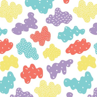 Memphis deseninin renkli el çizimi vektör çizimi. Soyut duvar kağıdı.