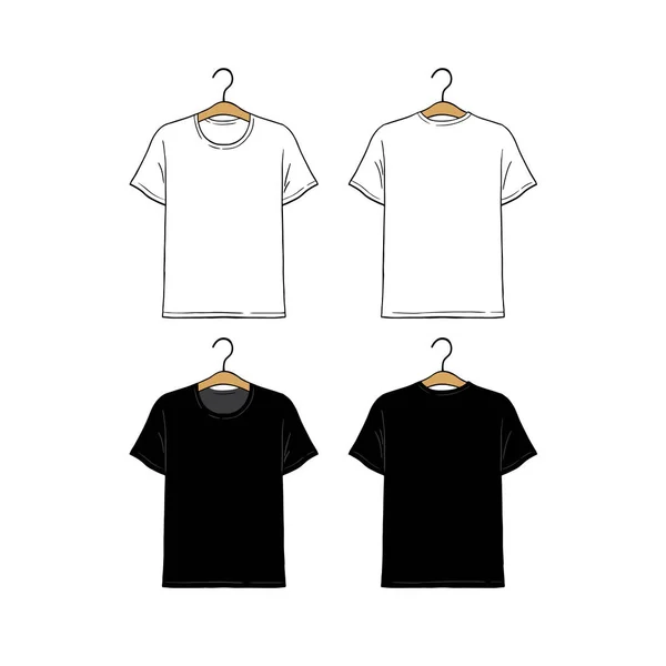 Conjunto Camiseta Colgante Blanco Plantilla Diseño Ilustración Vectorial Dibujada Mano — Vector de stock