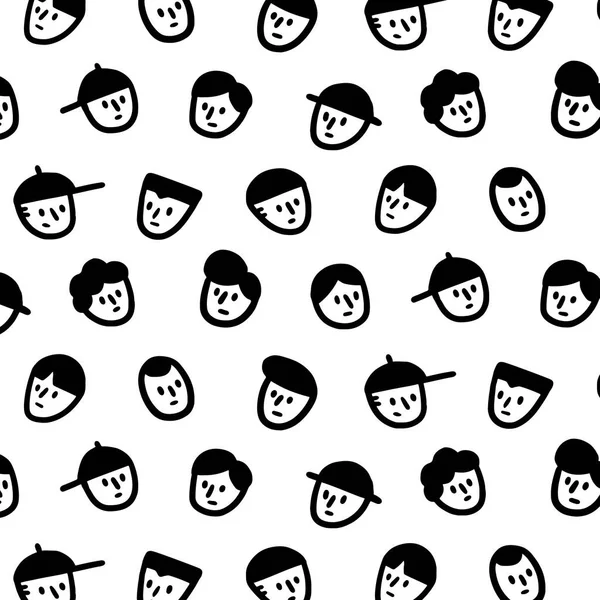 Ručně Kreslené Vektorové Ilustrace Mužů Tvář Vzor Kresleném Stylu — Stockový vektor