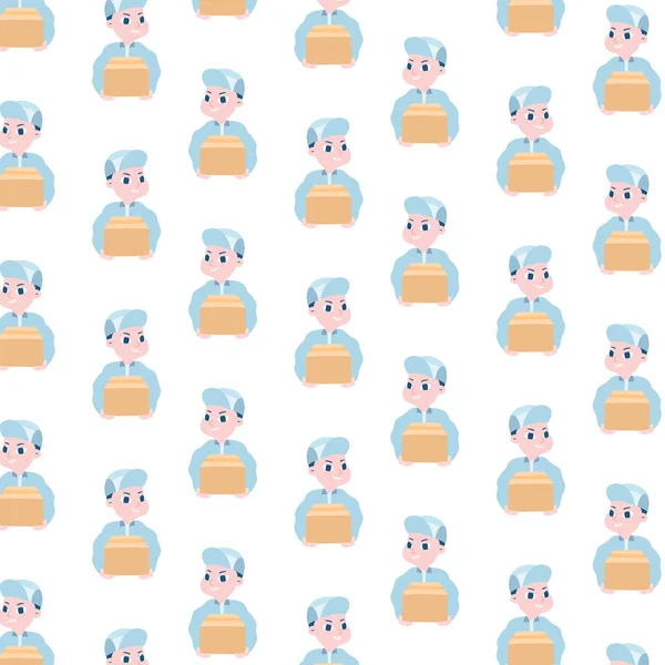 Teslimatçı portresinin el çizimi vektör çizimi kutu kalıbı