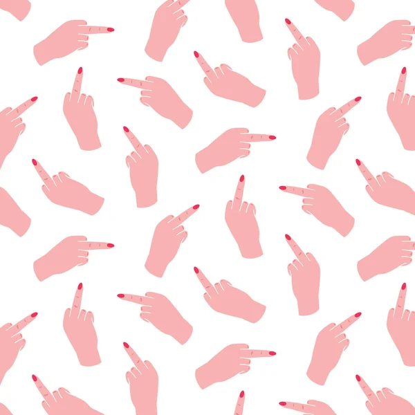 Χειροκίνητη Διανυσματική Απεικόνιση Του Γυναικείου Χεριού Που Δείχνει Μεσαίο Δάχτυλο — Διανυσματικό Αρχείο