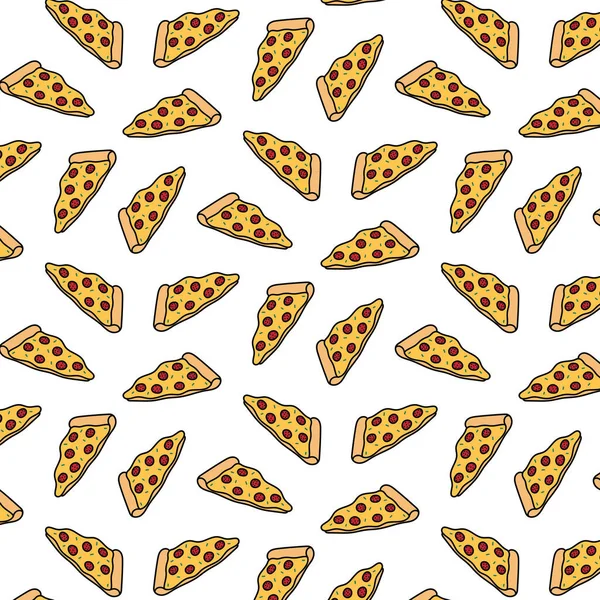 Illustration Vectorielle Dessinée Main Modèle Pizza Dans Style Dessin Animé — Image vectorielle