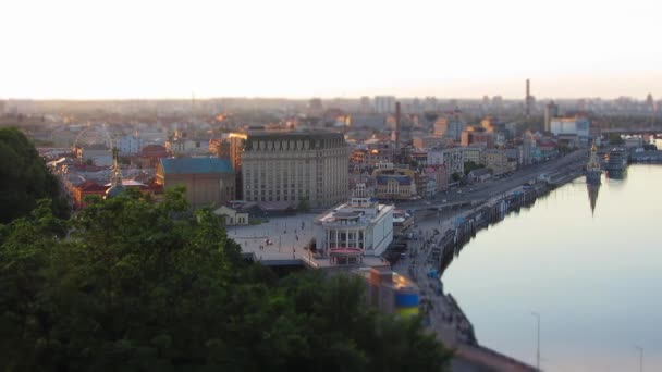Panorama View Kyiv City Capital Ukraine Timelapse Center Podol River — Stockvideo
