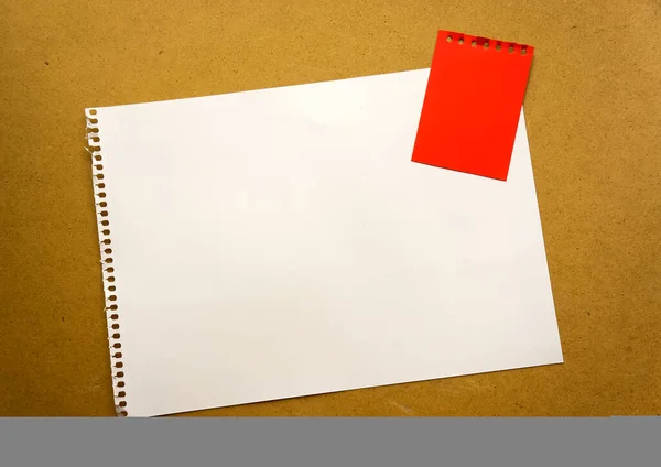 Blank sheet of paper space for design and lettering on a beautiful craft background red notepad sheet. Perforated sheet torn from notepad obliquely lying on the surface. Square sheet of paper copyspace