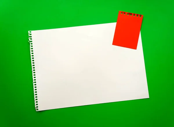 Blank Sheet Paper Space Design Lettering Beautiful Green Background Red — Stock fotografie