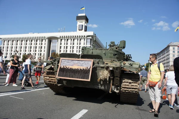 Киев Украина Августа 2022 Года Уничтожена Российская Военная Техника Парад — стоковое фото