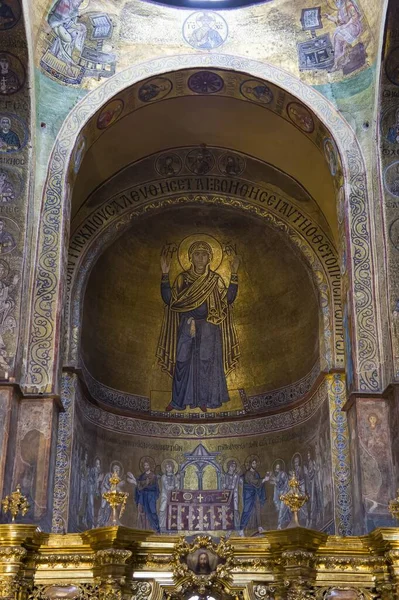 Kyiv Ukraine 2022年9月11日 キエフ正教会の内部 聖ソフィア大聖堂のモザイク キエフの バージン オーランズ — ストック写真