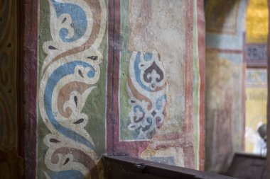 KYIV, UKRAINE - 11 Eylül 2022: Kyiv Ortodoks Katedrali 'nin İçi. Ortodoks deseni