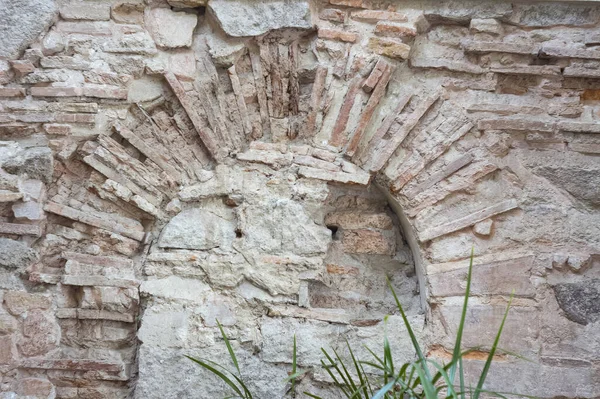 Detail Záběr Starobylé Cihlové Zdi Starého Chrámu Pohled Zblízka Staré — Stock fotografie