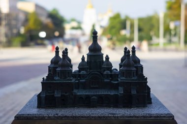 KYIV, UKRAINE - 11 Eylül 2022: Kyiv Ortodoks Katedrali 'nin İçi. Bir Hıristiyan Ortodoks Kilisesinin İndirilmiş Modeli