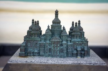 KYIV, UKRAINE - 11 Eylül 2022: Kyiv Ortodoks Katedrali 'nin İçi. Bir Hıristiyan Ortodoks Kilisesinin İndirilmiş Modeli