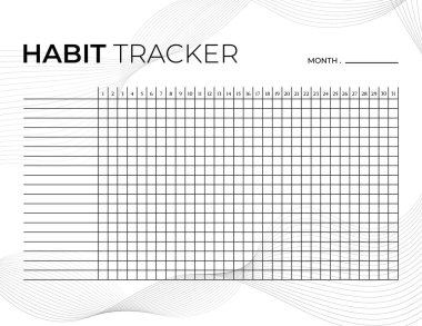 Alışkanlık İzleyici. Aylık planlama alışkanlığı izleyici şablonu.