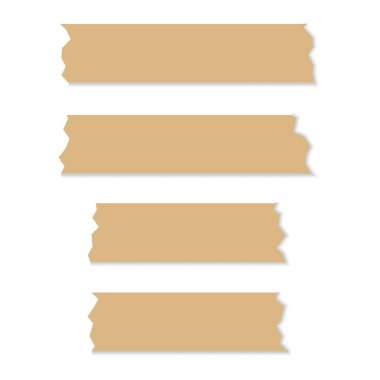 Şeffaf arkaplanda izole edilmiş yapıştırıcı ya da maskeleme bandı koleksiyonu. Gerçekçi, farklı yapışkan bant parçaları.