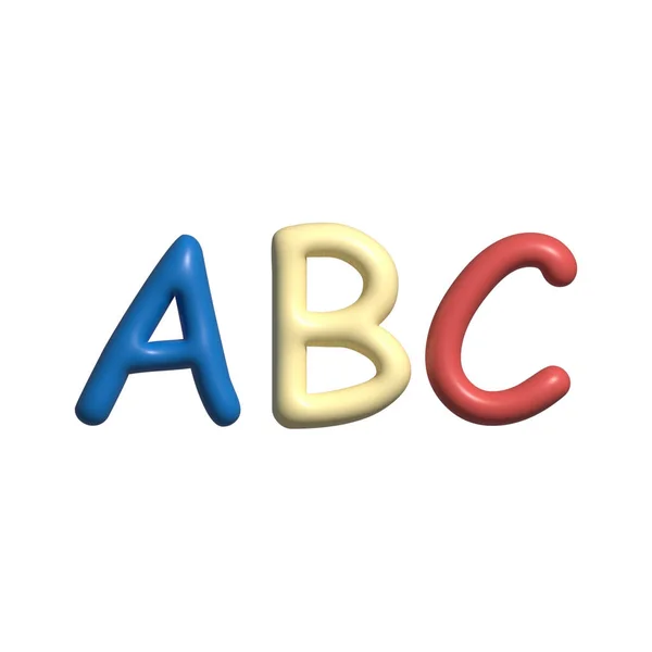 3d Rendering Colorful Letters ABC isolated on white background.
