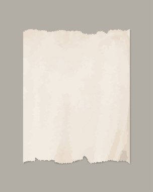 Yırtık kağıt, gerçek kahverengi kağıt. Gri arkaplanda yırtılmış ya da yırtılmış kağıt parçaları.