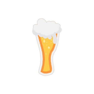 Beyaz arka planda bir bardak bira. Bir bardak bira vektörü illüstrasyonu.