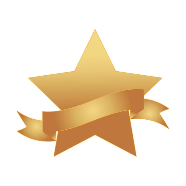 Golden Star Award Ribbon Medal Award Winning Elements — Stock Vector