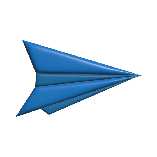 白い背景に青い紙飛行機のアイコンの3Dレンダリング最小限の漫画かわいい滑らかな 創造的なビジョン教育の概念 — ストック写真