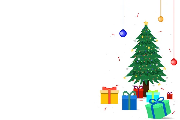 Fond Noël Avec Cadeaux Sapin Flocons Neige Illustration Vectorielle Eps — Image vectorielle