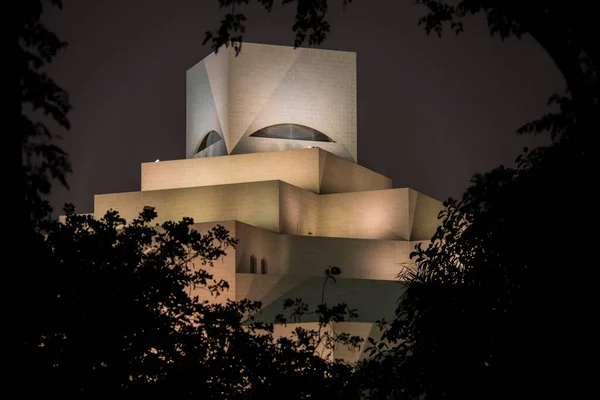 Doha Katar März 2019 Nachtansichten Des Museums Für Islamische Kunst — Stockfoto