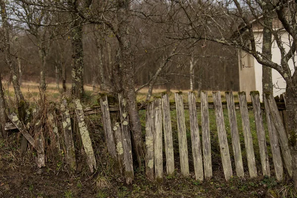 Sunja Croatia April 2022 Old Dilapidated Wooden Fence Rural Area — Stock Photo, Image