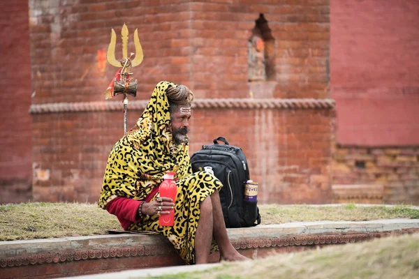Катманду Непал Березня 2022 Садху Індійські Холімени Сидять Храмі Індуїзмі — стокове фото