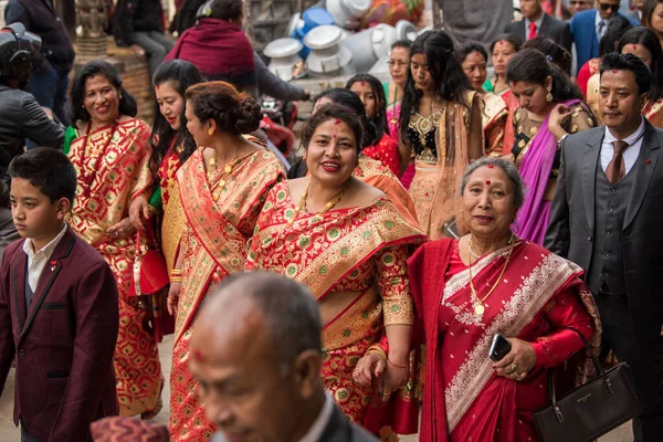 Катманду Непал Березня 2022 Весільна Процесія Проходить Вулицями Патан Дурбар — стокове фото