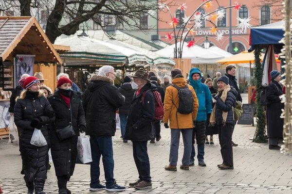 德国慕尼黑 2021年12月20日 市场摊档 在慕尼黑Viktualienmarkt提供圣诞装饰 — 图库照片