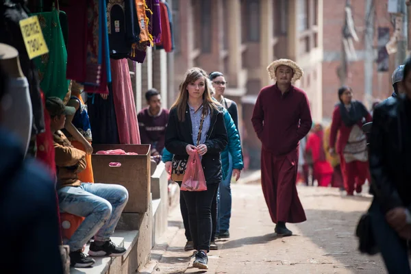 Катманду Непал Березня 2022 Туристи Гастролюють Площею Патан Дурбар Патан — стокове фото