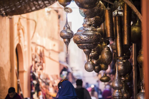 Marrakech Maroc Février 2018 Toutes Sortes Souvenirs Exposés Dans Une — Photo