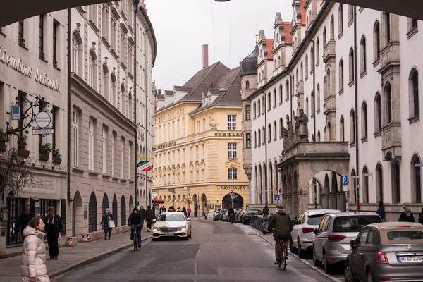 München Deutschland Dezember 2021 Straßenansicht Der Münchner Innenstadt Wintertag — Stockfoto