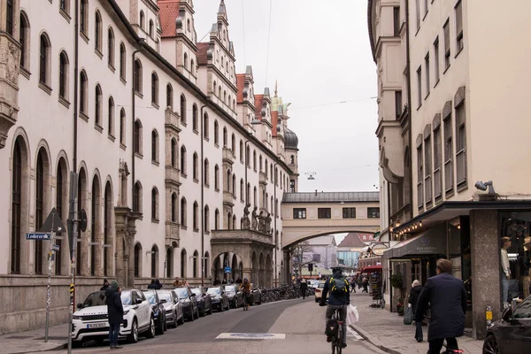 München Deutschland Dezember 2021 Straßenansicht Der Münchner Innenstadt Wintertag — Stockfoto