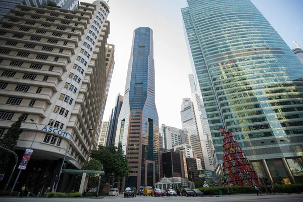 Singapore City Singapur Septiembre 2019 Vista Panorámica Baja Rascacielos Modernos —  Fotos de Stock