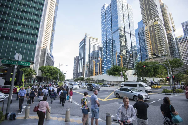 Singapore City Singapore September 2019 Slutet Arbetsdagen Arbetar Arbetare Gatorna — Stockfoto