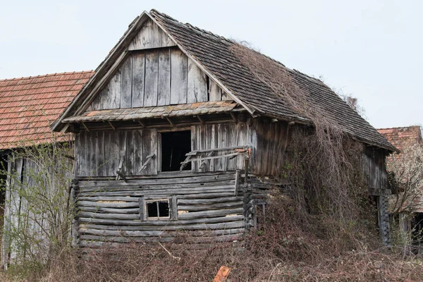 Sunja Croatia April 2021 Abandoned Traditional Old Wooden House — Stock Photo, Image