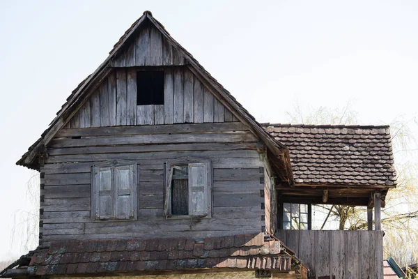 Sunja Croacia Abril 2021 Casa Madera Tradicional Abandonada — Foto de Stock