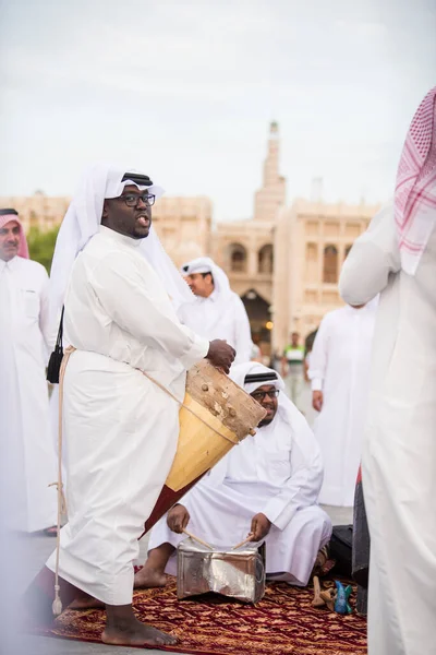 Doha Qatar Mars 2019 Musique Danse Traditionnelles Qataris Sont Interprétées — Photo