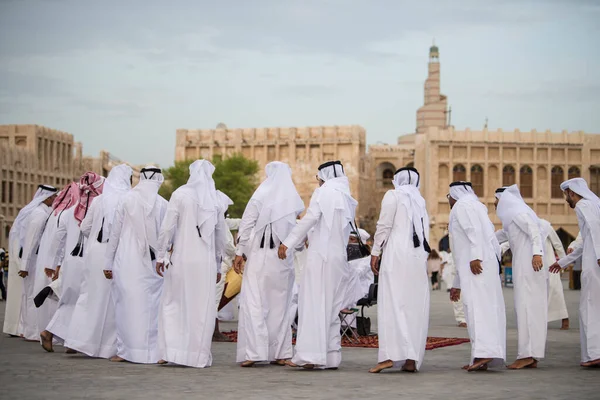 Doha Qatar Mars 2019 Musique Danse Traditionnelles Qataris Sont Interprétées — Photo