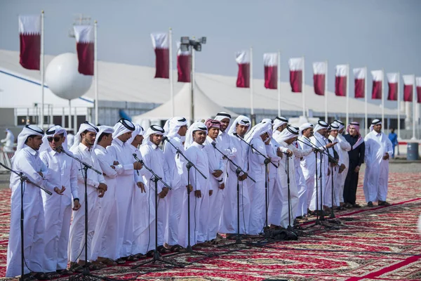 Doha Qatar Dezembro 2017 Música Beduína Tradicional Para Celebração Dia — Fotografia de Stock