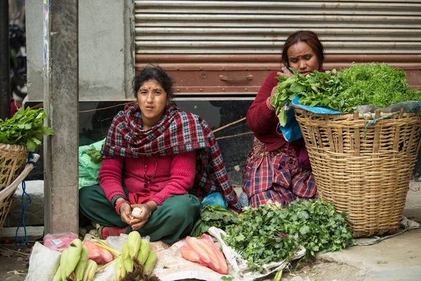 Kathmandu Nepale Aprile 2019 Commerciante Verdure Strada Kathmandu — Foto Stock