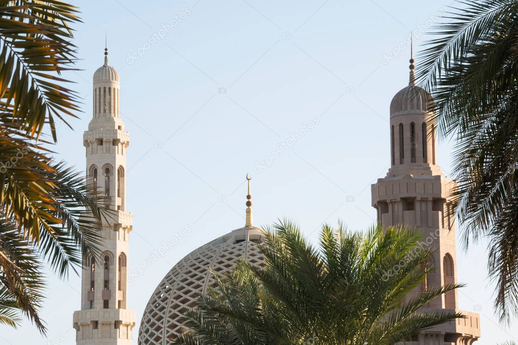 Muscat,Oman - March 05,2019 : View on Sultan Qaboos grand mosque in Muscat.