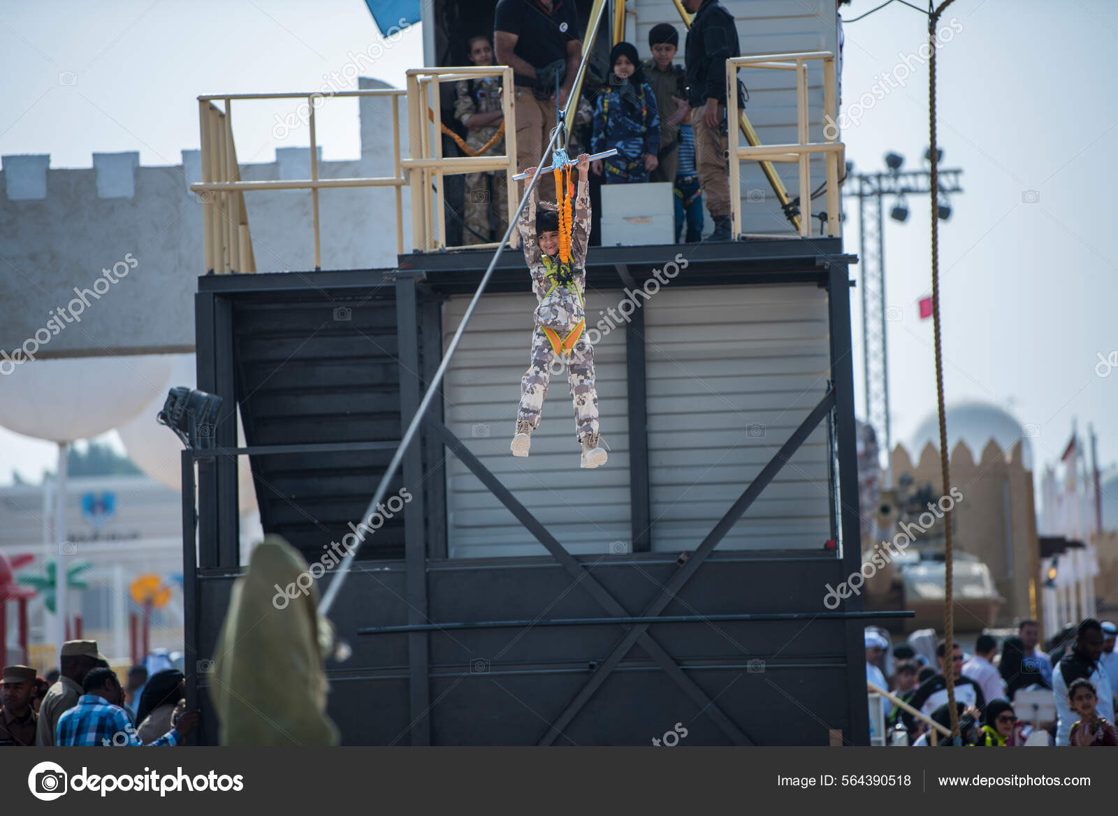 Doha Qatar December 2019 Qatari Children Playing Artificial Condominium 