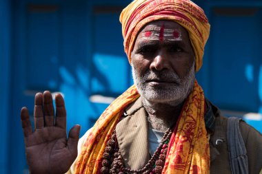 Katmandu, Nepal - 20 Nisan 2022: Sadhu - Nepal 'in başkenti Katmandu' daki Hint Holymen.